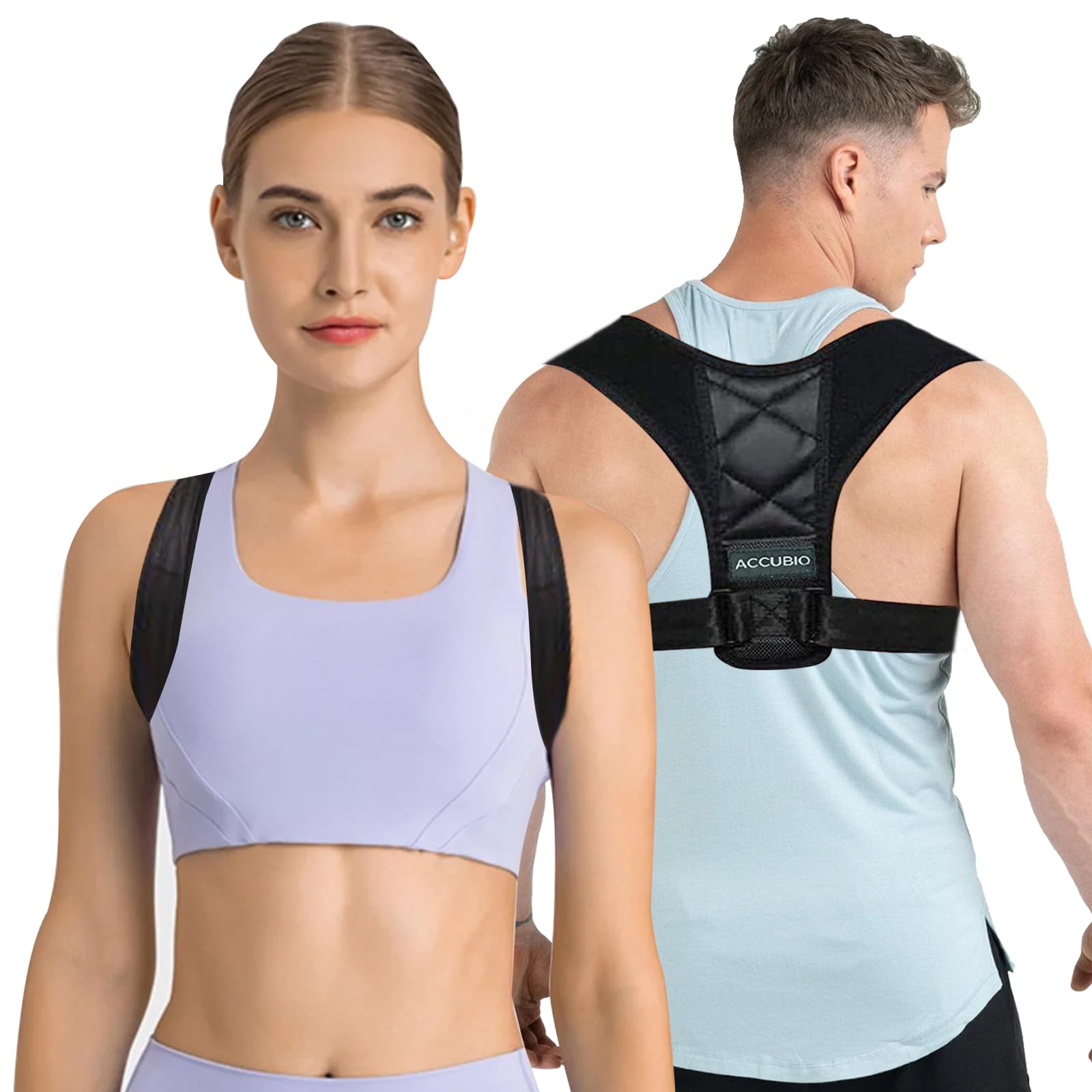 ACCUBIO Posture Corrector for Women & Men | Breathable Back Brace for Back, Neck & Shoulder Pain Relief